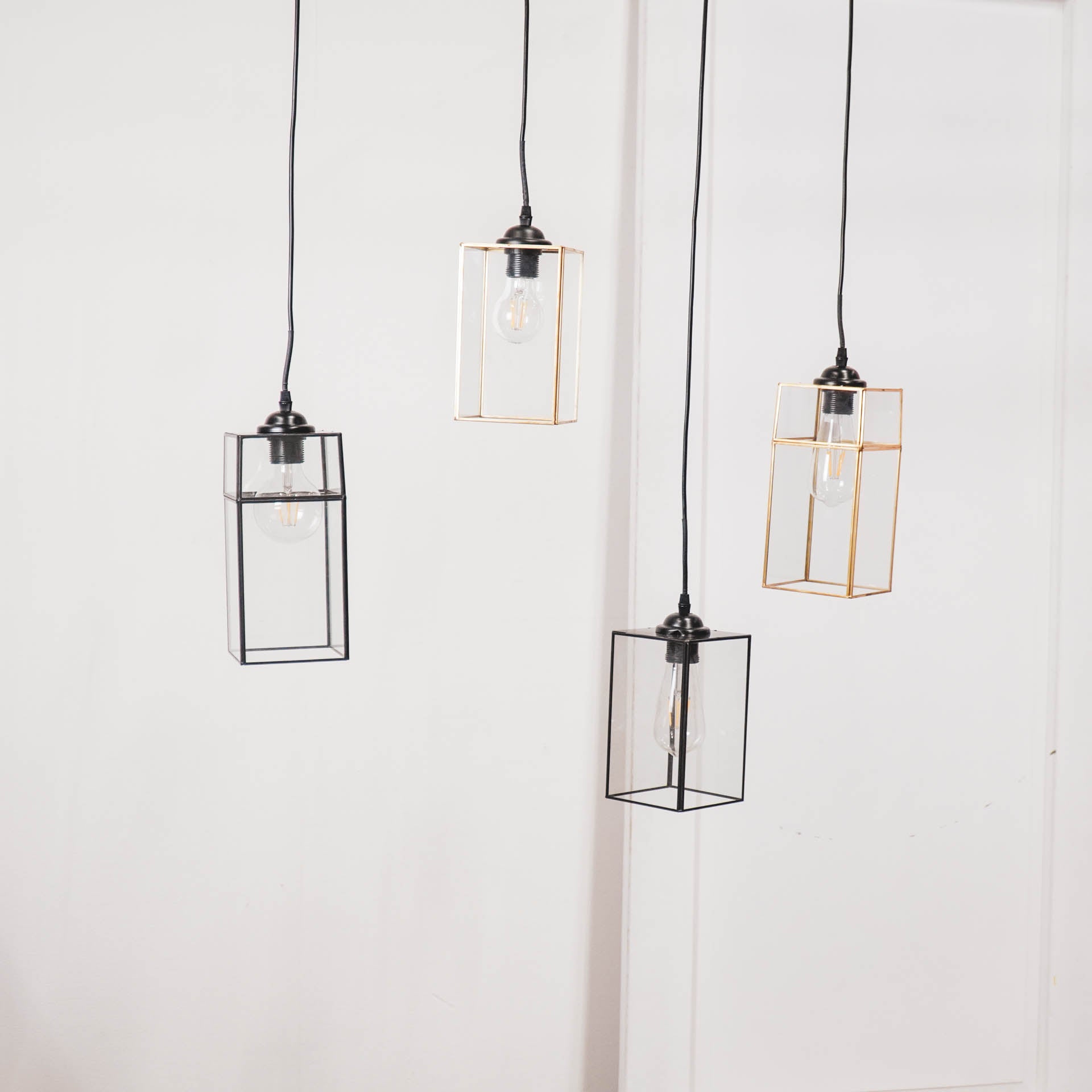 Hanglamp - Metaal/Glas - Zwart - 12x12x25cm