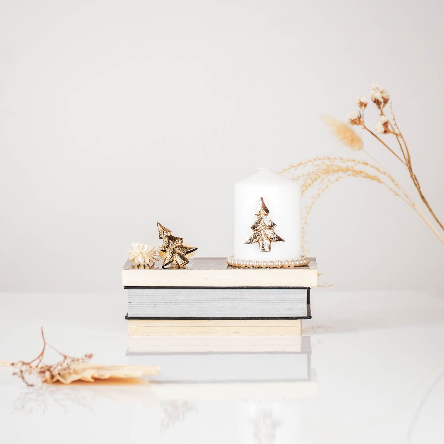 HV Kerstboom Kaarsenpinnen- Goud - Set van 2 - 5x4x3cm