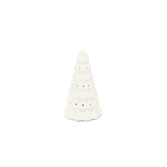 Led Lamp - Kerstboom - Keramiek - Wit - 6x6x10cm