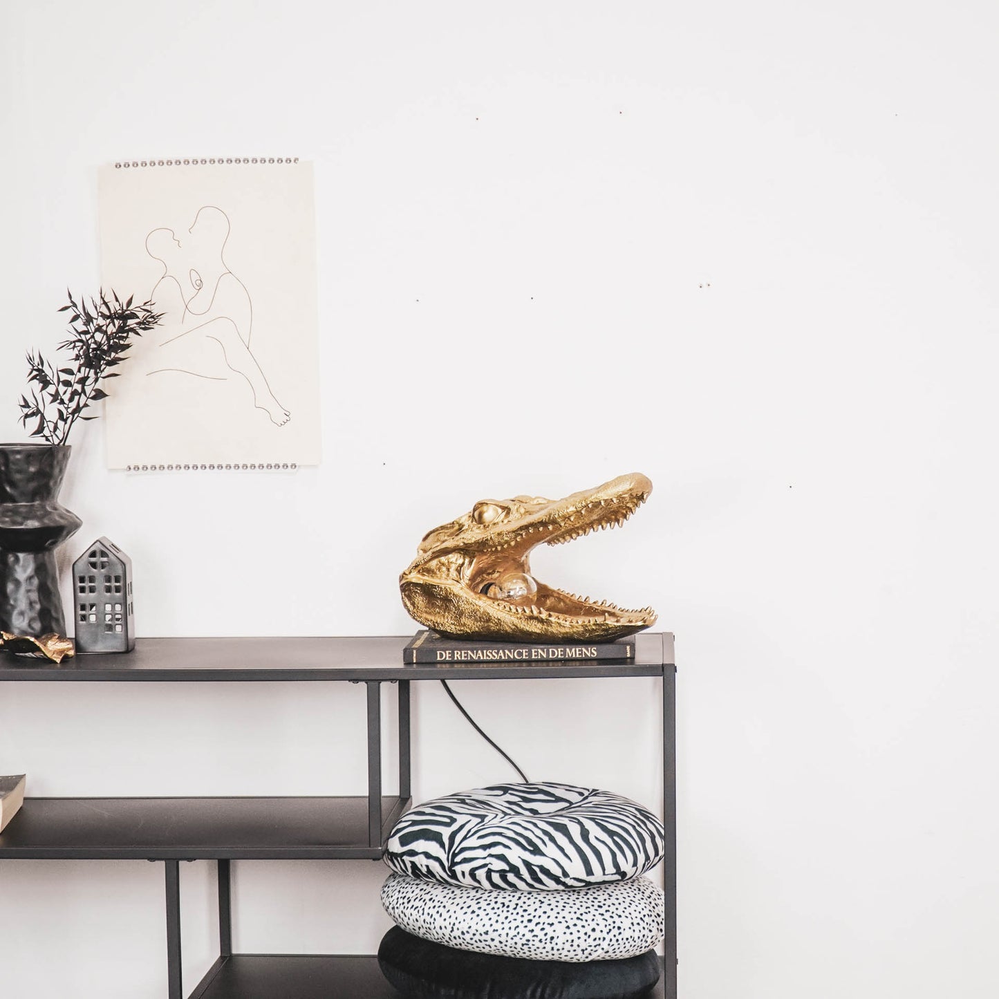 HV Krokodil Lamp - Goud - 39x18x21cm