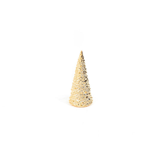 Ornament - Kerstboom - Keramiek - Goud - 7x7x16cm