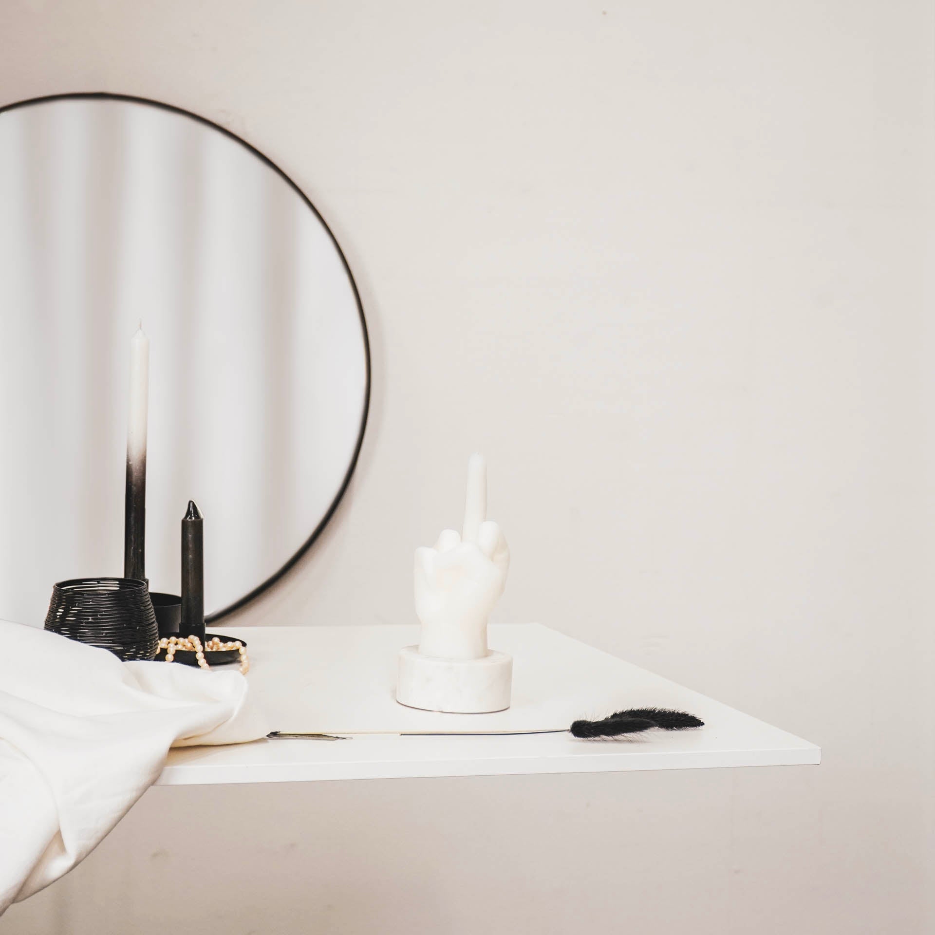 Kaars - Middelvinger - Wax - Wit - 310 gram - 10x9x17cm