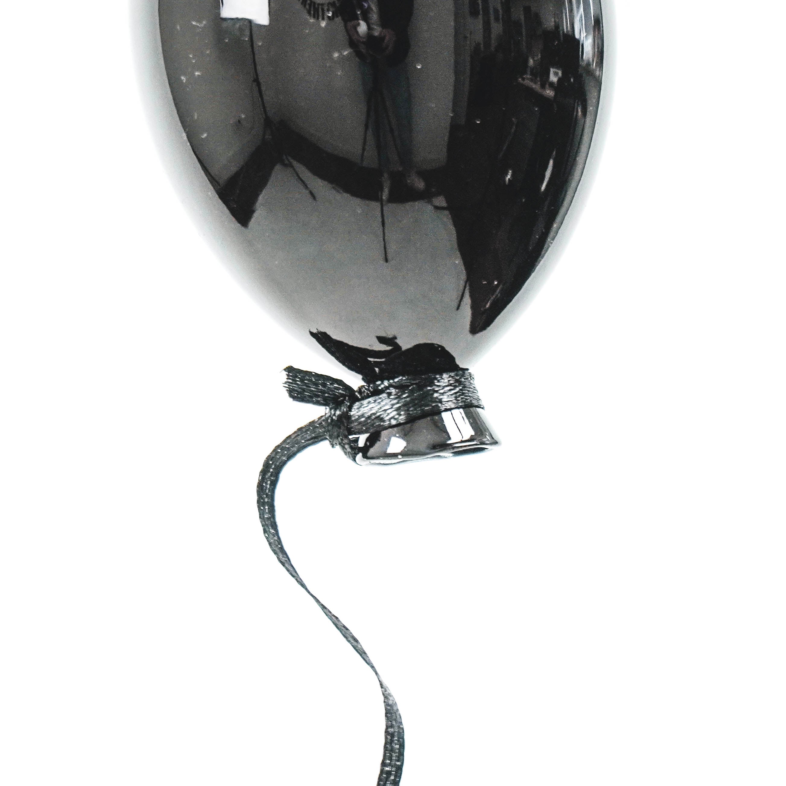 Ornament - Ballonhanger - Glas - Zwart - 5x8cm
