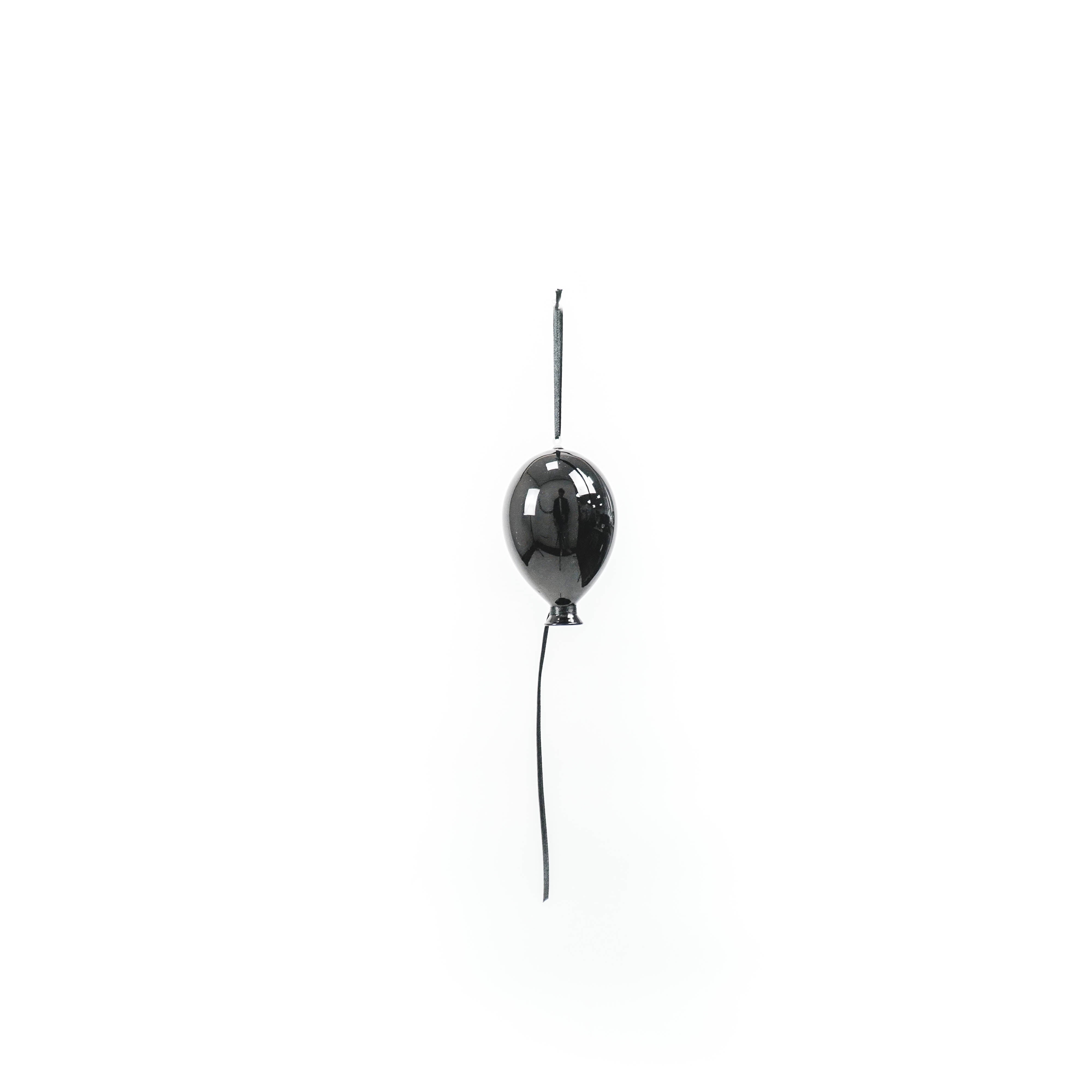 Ornament - Ballonhanger - Glas - Zwart - 6.5x10.5cm