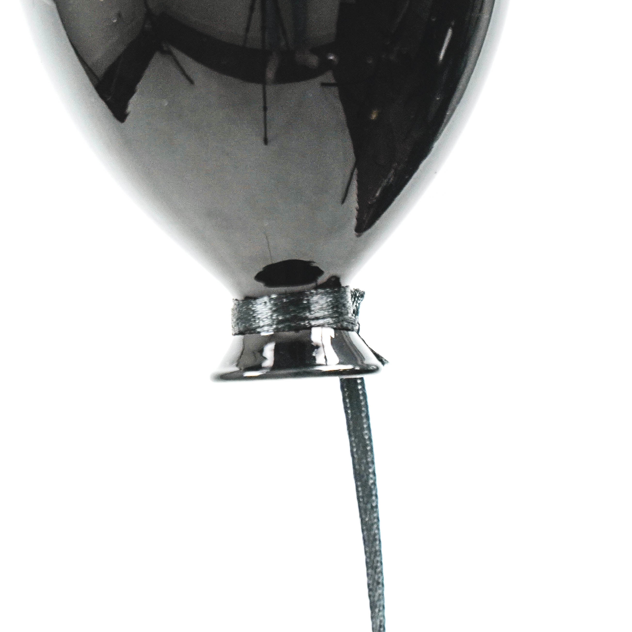 Ornament - Ballonhanger - Glas - Zwart - 6.5x10.5cm
