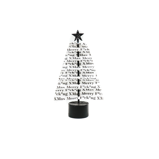 Housevitamin Merry F*ck*ng Christmas Kerstboom - Zwart - 11,5x5x20,5cm